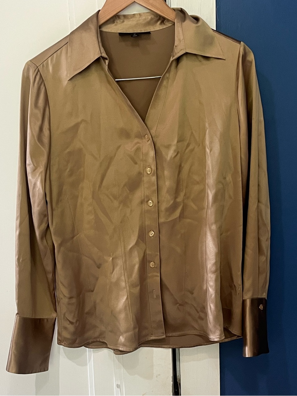 Classiques Entier Satin-Look, silk Shell in Gold, blouse Sz M